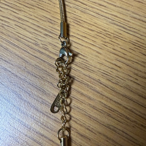 New Gold Evil Eye & Gem Necklace – Stainless Steel – 16” Chain - Picture 3 of 4